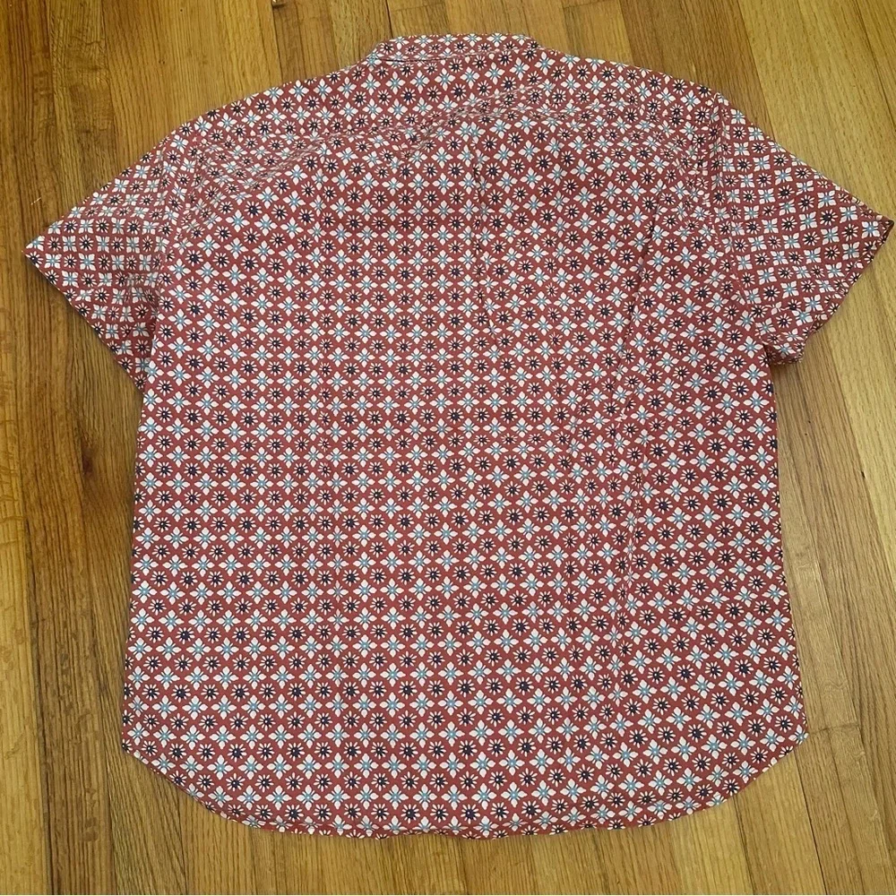 J.CREW Men's Organic Cotton Red Sky-Blue Floral Short-Sleeve Shirt XL (K11)